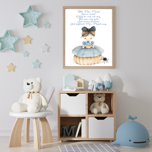 Little Miss Muffet– Nursery Rhyme Watercolor Wall Art Print