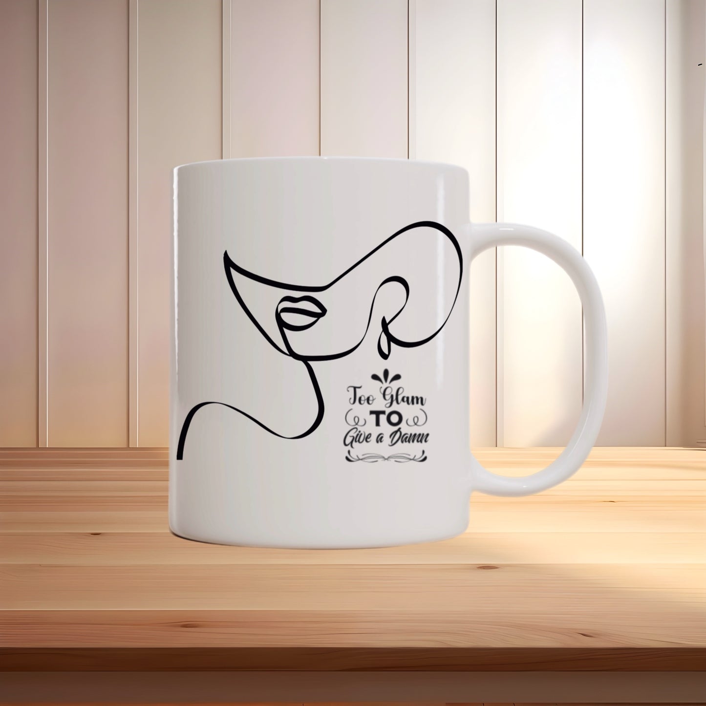 Too Glam to Give a Damn – Chic Line Art Mug