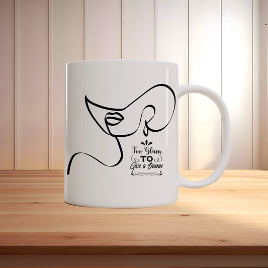 Too Glam to Give a Damn – Chic Line Art Mug