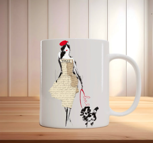 Vogue & Love – Chic Woman Walking Poodle Mug
