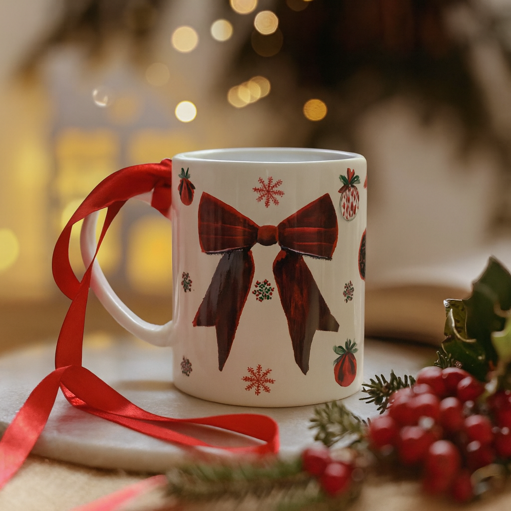 Christmas Red Velvet Bow Mug — Limited Edition