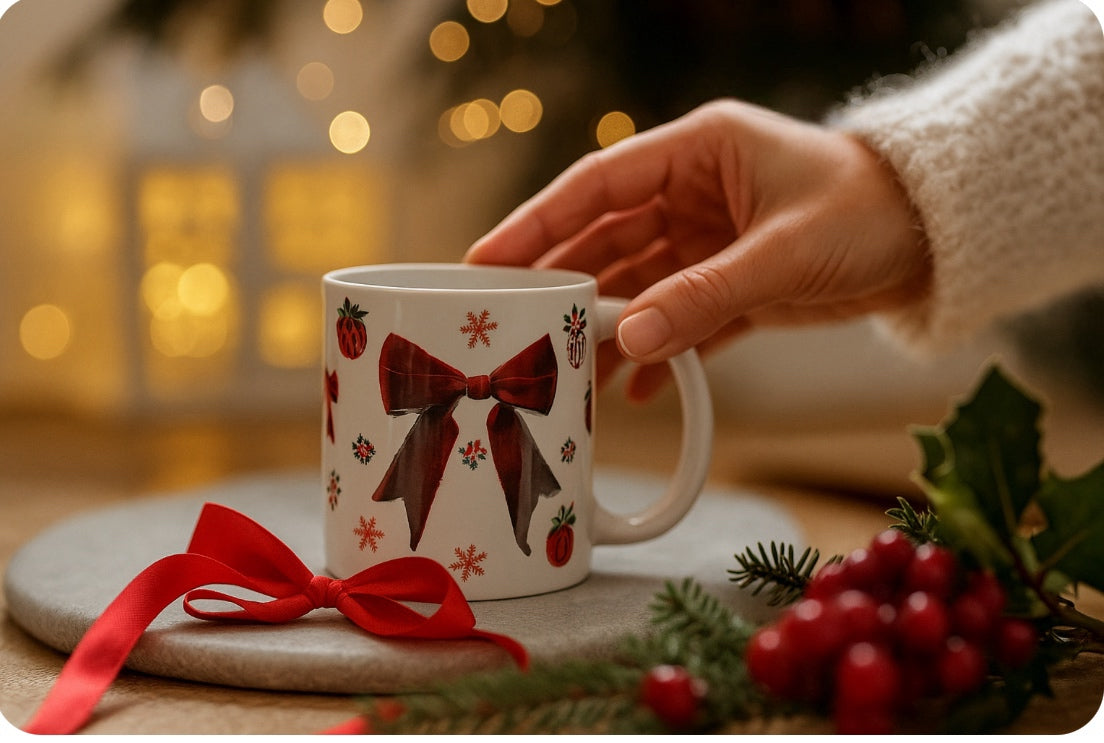 Christmas Red Velvet Bow Mug — Limited Edition