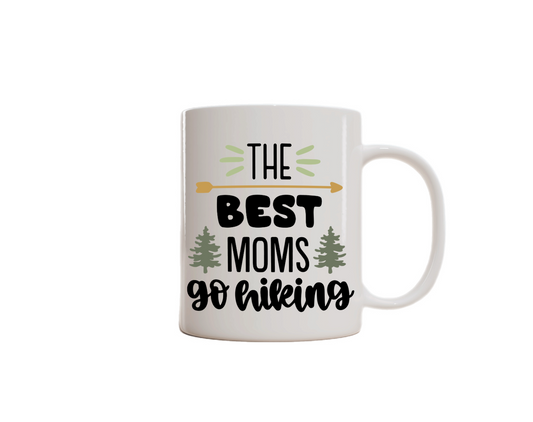 Hiking-Themed Charity Donation Mug. (The Best Moms Go Hiking)