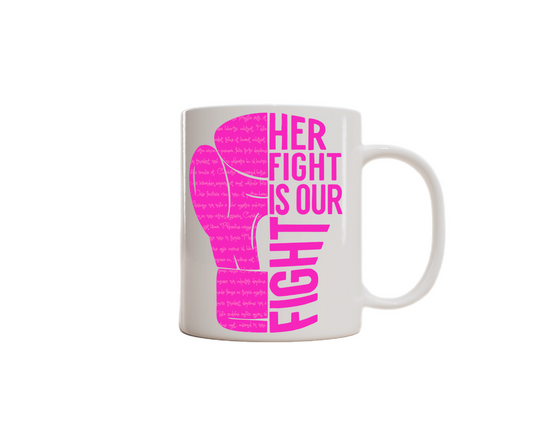 Sip with Purpose – Breast Cancer Awareness Mug. Her Fight is Our Fight. (With script print).
