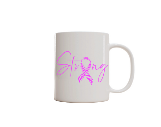 Sip with Purpose – Breast Cancer Awareness Mug. (Strong with pink ribbon
