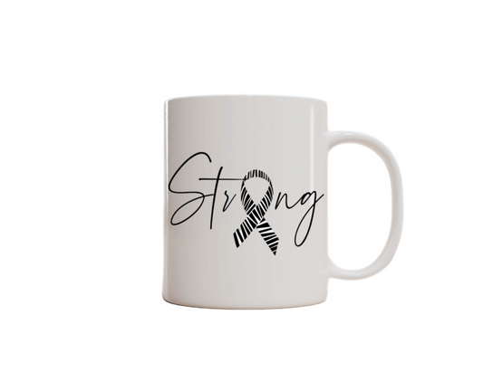 Sip with Purpose – Breast Cancer Awareness Mug. (Strong with black ribbon)