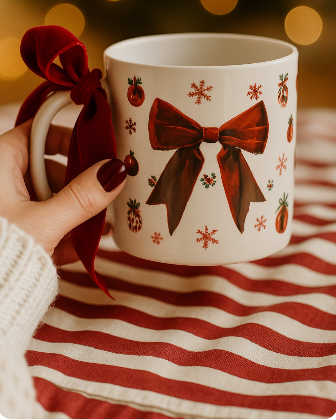 Christmas Red Velvet Bow Mug — Limited Edition