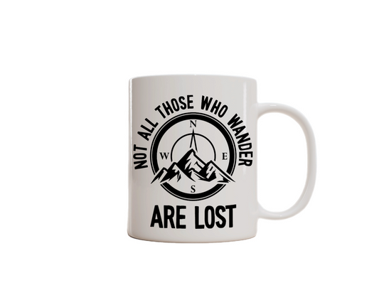 Hiking-Themed Charity Donation Mug. (Not All Those Who Wander Are Lost)