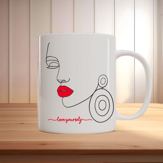 Love Yourself – Minimalist Line Art Mug 💋