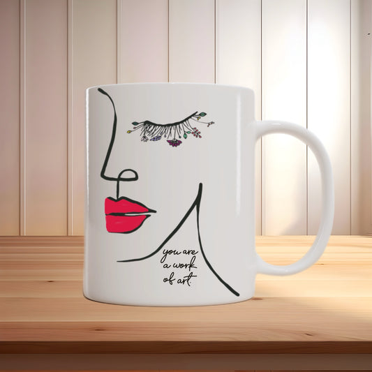 You Are a Work of Art – Elegant Line Art Mug