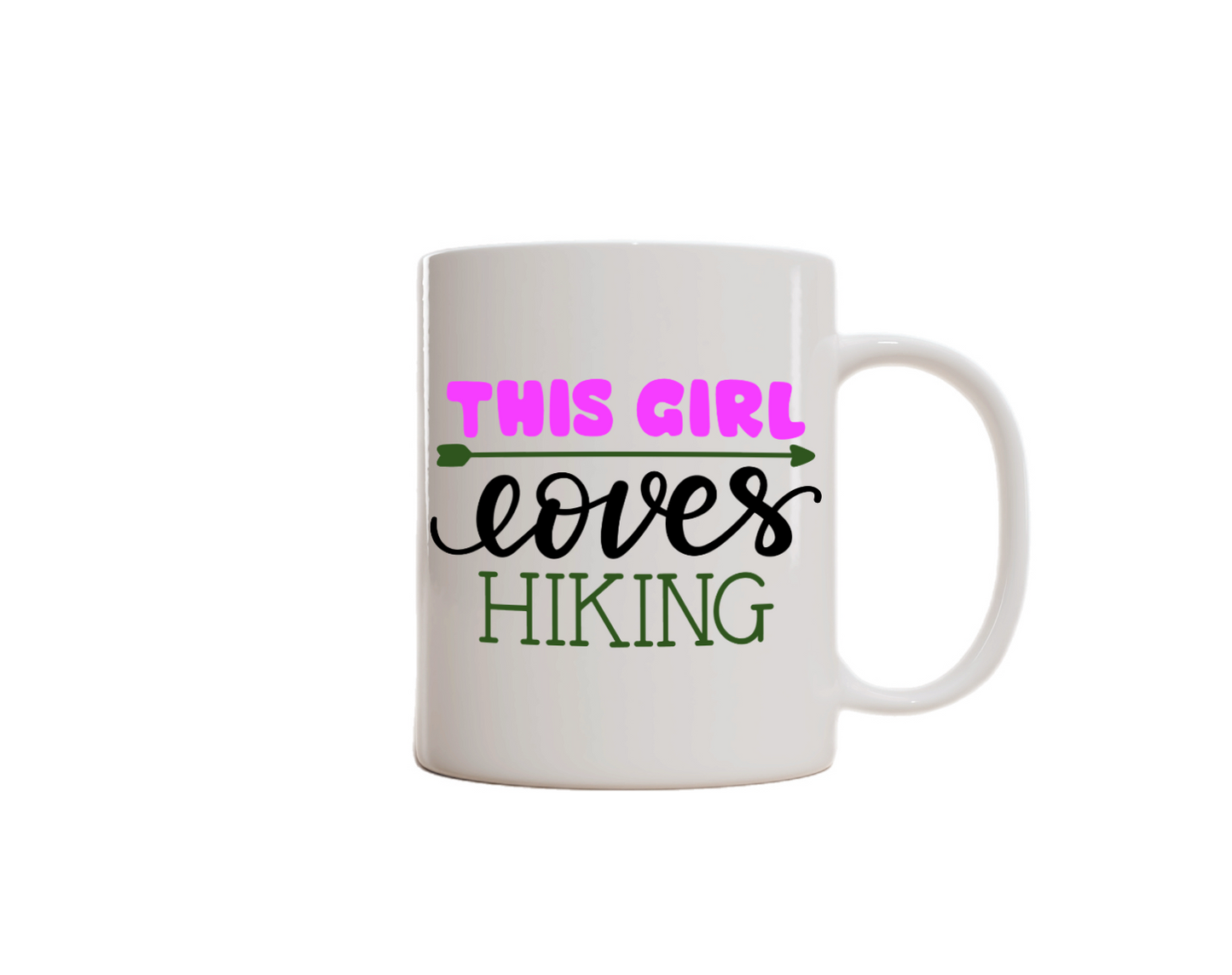 Hiking-Themed Charity Donation Mug. (This Girl Loves Hiking)