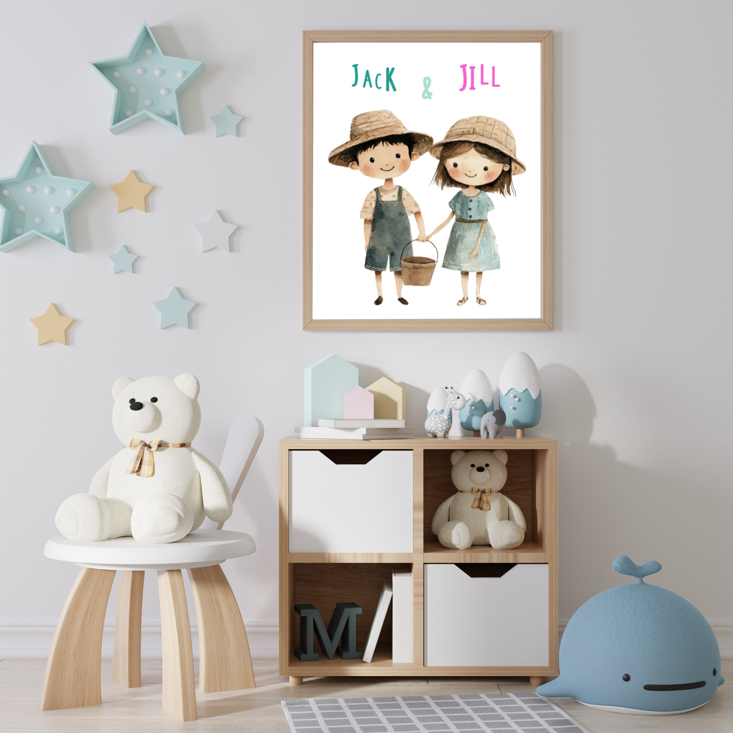 Jack and Jill-Classic Nursery Rhyme Watercolor Wall Art Print